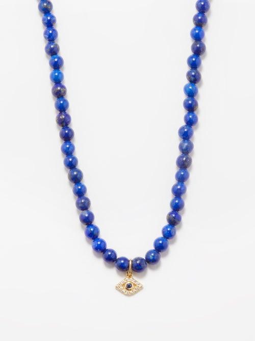 Sydney Evan - Evil Eye Diamond, Sapphire & 14kt Gold Necklace - Mens - Blue