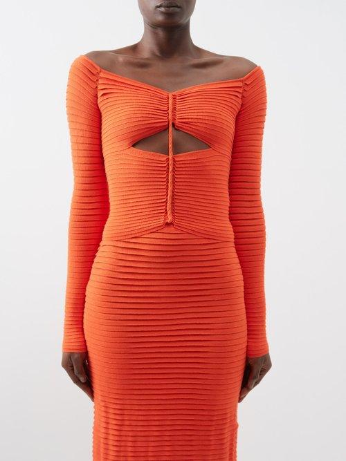 Altuzarra - Adan Off-the-shoulder Cutout Ribbed-jersey Top - Womens - Red