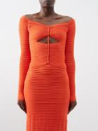 Altuzarra - Adan Off-the-shoulder Cutout Ribbed-jersey Top - Womens - Red