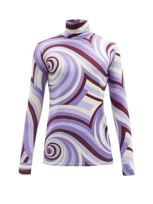 Matchesfashion.com Raf Simons - Psychedelic-print Jersey Long-sleeve T-shirt - Mens - Purple