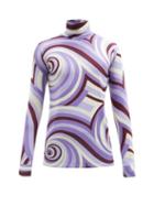 Matchesfashion.com Raf Simons - Psychedelic-print Jersey Long-sleeve T-shirt - Mens - Purple