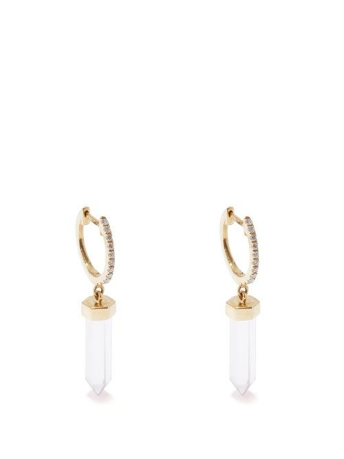 Rosa De La Cruz - Diamond, Quartz & 18kt Gold Earrings - Womens - Pink Multi