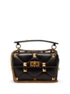 Ladies Bags Valentino Garavani - Roman Stud Medium Quilted-leather Shoulder Bag - Womens - Black Gold
