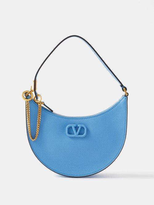 Valentino Garavani - V-logo Mini Leather Shoulder Bag - Womens - Light Blue