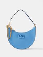 Valentino Garavani - V-logo Mini Leather Shoulder Bag - Womens - Light Blue