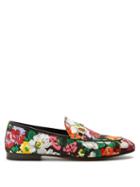 Matchesfashion.com Gucci - Jordaan Floral Print Satin Loafers - Womens - Multi