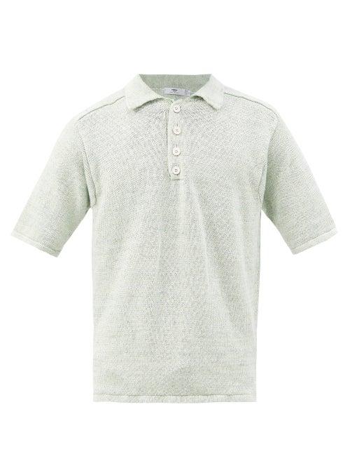 Inis Mein - Saddle-sleeve Linen Polo Shirt - Mens - Light Green