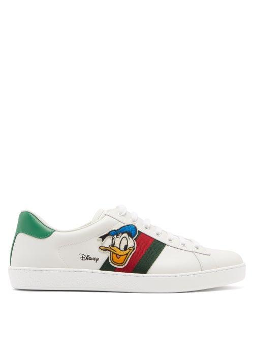 Matchesfashion.com Gucci - X Disney Ace Donald Duck Leather Trainers - Mens - White