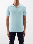 Tom Ford - Open-collar Knitted Polo Shirt - Mens - Light Blue