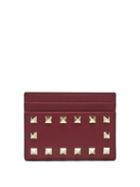 Matchesfashion.com Valentino Garavani - Rockstud Leather Cardholder - Womens - Burgundy