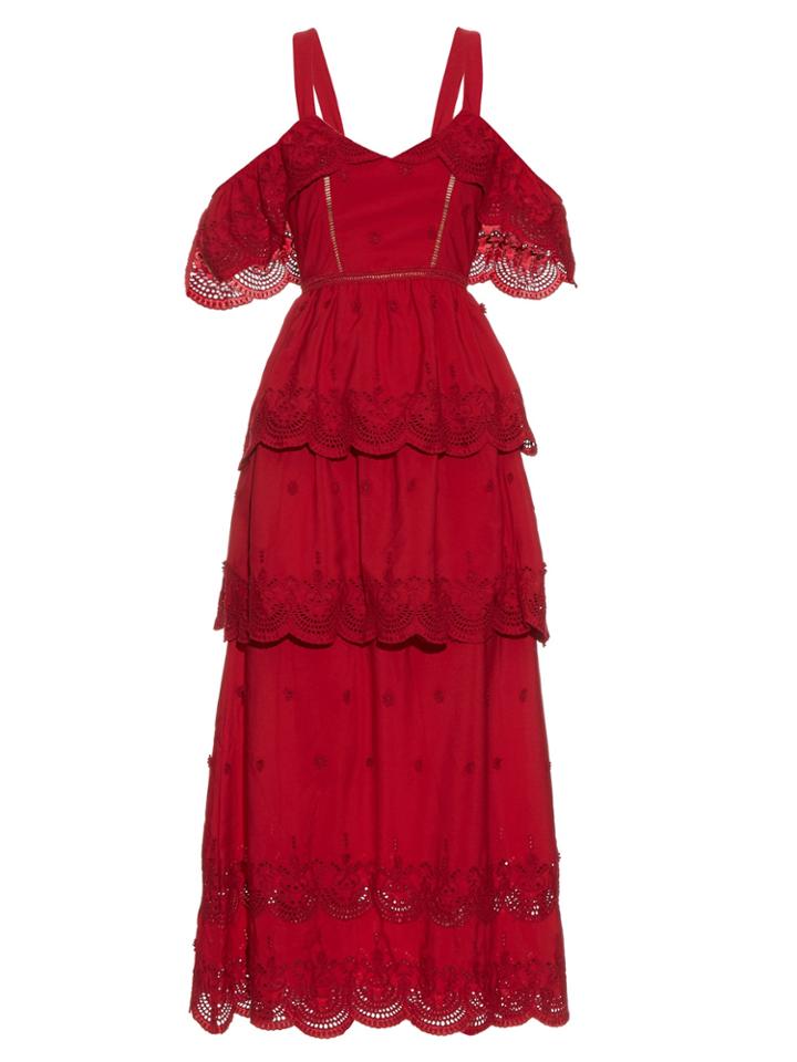 Self-portrait Tiered Broderie-anglaise Dress