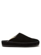 Mulo - Shearling-lined Suede Slippers - Mens - Black