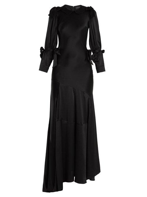 Matchesfashion.com Simone Rocha - Bow Tied Bias Cut Silk Gown - Womens - Black