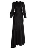 Matchesfashion.com Simone Rocha - Bow Tied Bias Cut Silk Gown - Womens - Black