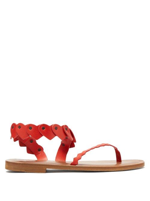 Matchesfashion.com Lvaro - Aruba Heart Strap Leather Sandals - Womens - Red
