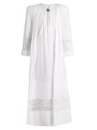 Jacquemus Tie-neck Lace-insert Cotton Maxi Dress