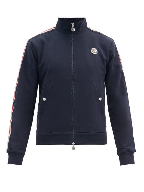 Matchesfashion.com Moncler - Zip-through Cotton-jersey Track Top - Mens - Navy