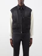 Alexander Mcqueen - Satin And Wool-panelled Bomber Jacket - Mens - Black