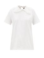 La Fetiche - Alexa Embroidered-collar Cotton T-shirt - Womens - White