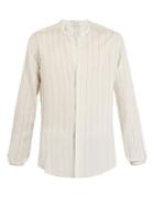 Saint Laurent Granddad-collar Pinstriped Shirt