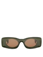 Matchesfashion.com Loewe Paula's Ibiza - Rectangle Oval Acetate Sunglasses - Womens - Khaki