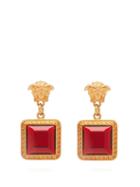 Matchesfashion.com Versace - Medusa Crystal Drop Earrings - Womens - Red