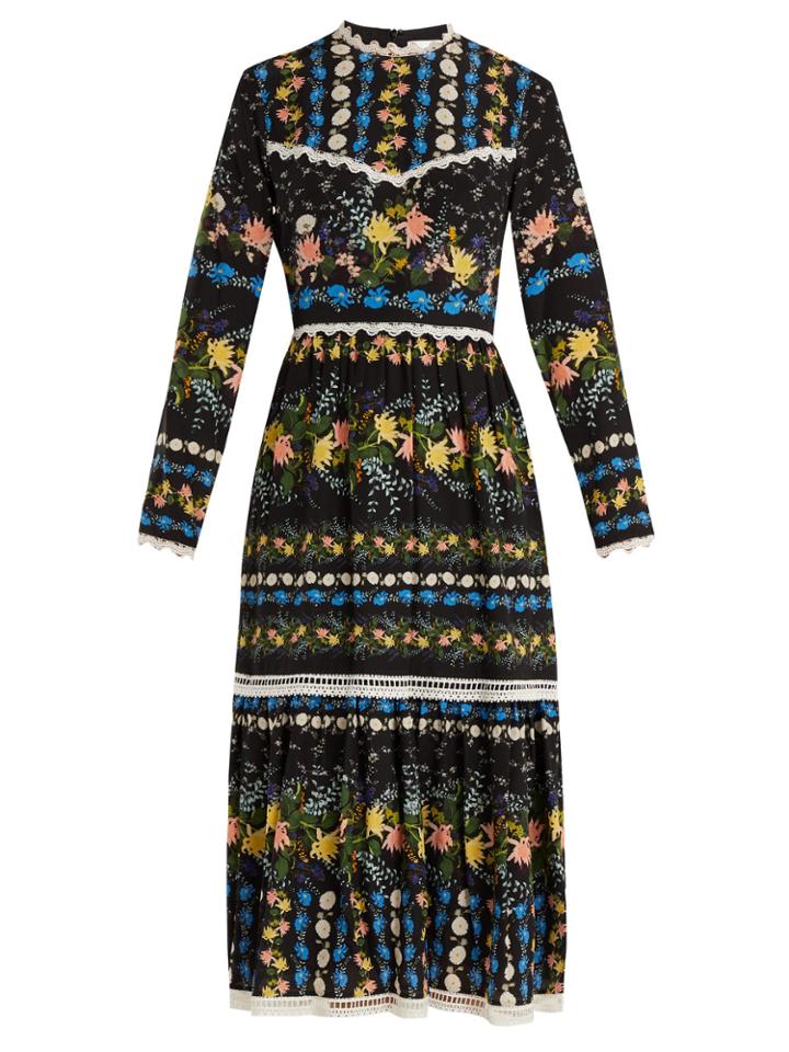 Erdem Georgie Mariko Meadow-print Silk Dress