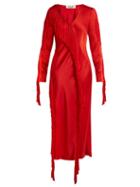 Matchesfashion.com Diane Von Furstenberg - V Neck Fringed Dress - Womens - Red