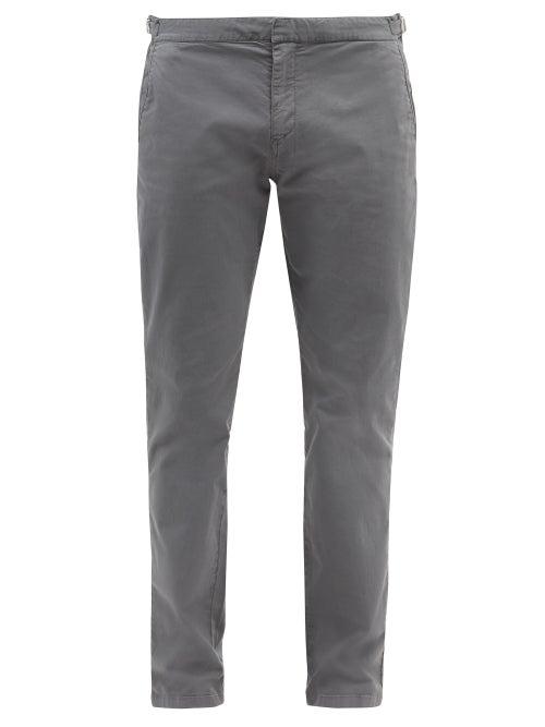 Orlebar Brown - Campbell Slim-leg Cotton Twill Trousers - Mens - Grey