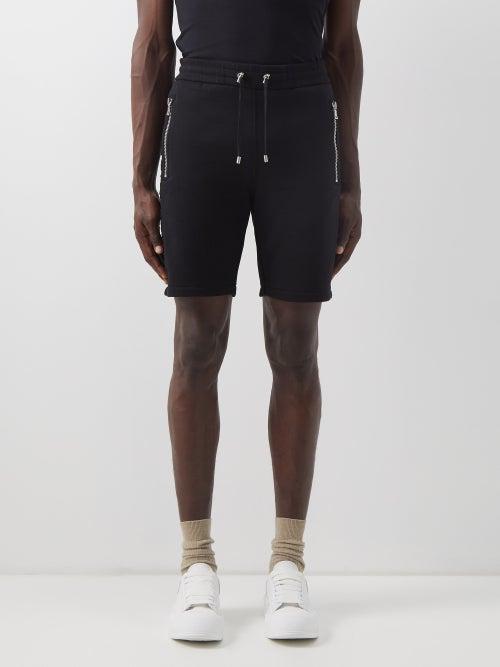 Balmain - Logo-embossed Cotton-jersey Shorts - Mens - Black