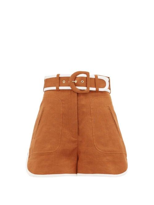 Matchesfashion.com Zimmermann - Super Eight High-rise Linen Shorts - Womens - Light Brown