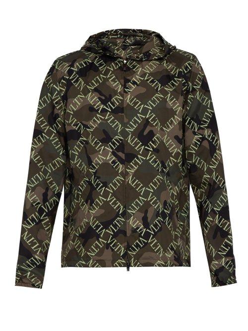 Matchesfashion.com Valentino - Vltn Slim Fit Camouflage Hooded Jacket - Mens - Khaki