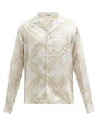 Mens Rtw Commas - Art Deco-print Silk-blend Poplin Shirt - Mens - Beige Multi