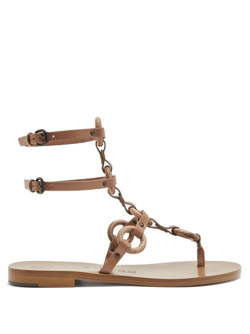 Matchesfashion.com Lvaro - Andorra T Bar Leather Sandals - Womens - Tan