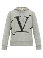 Matchesfashion.com Valentino - Deconstructed Go Logo Cotton Hooded Sweatshirt - Mens - Grey