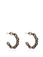Matchesfashion.com Patcharavipa - Diamond & 18kt Black-gold Chain Hoop Earrings - Womens - Black Gold