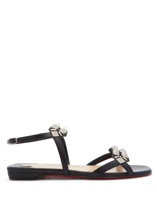 Matchesfashion.com Christian Louboutin - Galerietta Studded Leather Sandals - Womens - Black Silver