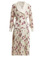 Alessandra Rich Rose-print Silk Crepe De Chine Dress