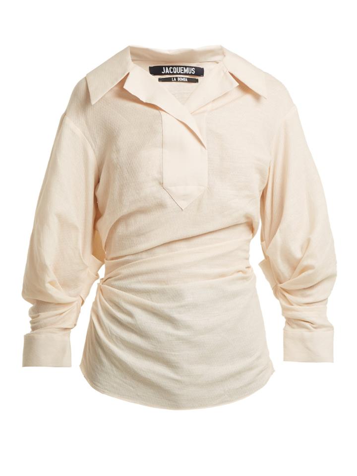 Jacquemus Gathered Linen And Cotton-blend Shirt