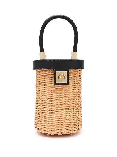 Matchesfashion.com Sparrows Weave - The Cylinder Wicker And Leather Bag - Womens - Black