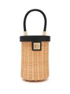 Matchesfashion.com Sparrows Weave - The Cylinder Wicker And Leather Bag - Womens - Black