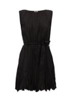 Matchesfashion.com Mes Demoiselles - Carla Waist-tie Pliss-cotton Mini Dress - Womens - Black