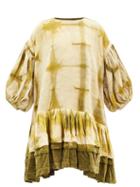 Matchesfashion.com Story Mfg. - Verity Clamp-dyed Organic-cotton Velvet Dress - Womens - Green White