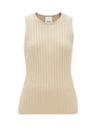 Allude - Ribbed-knit Cotton-blend Tank Top - Womens - Camel
