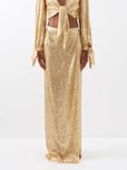 Tom Ford - Side Slit Sequinned Maxi Skirt - Womens - Gold
