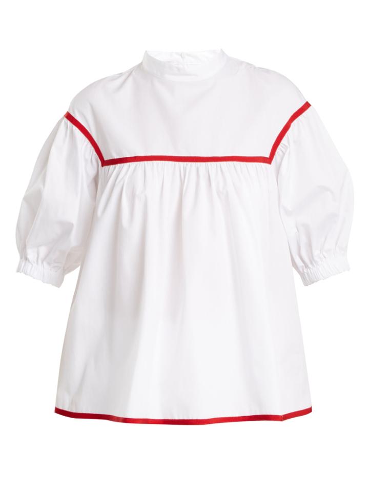 Stella Jean Puff-sleeved Cotton-poplin Blouse