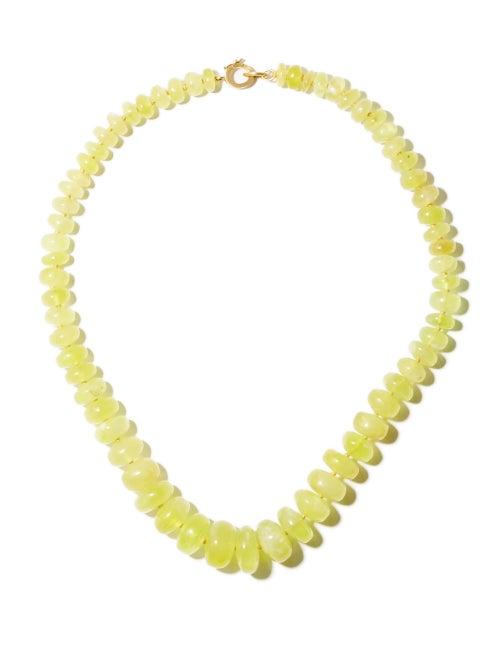 Matchesfashion.com Irene Neuwirth - Prehnite & 18kt Gold Beaded Necklace - Womens - Yellow