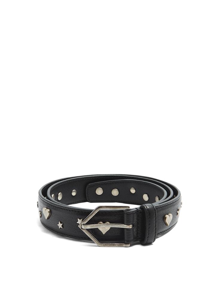 Saint Laurent Heart And Star Embellished Leather Belt