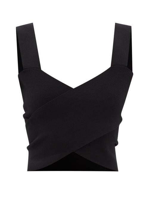 Altuzarra - Mylas Cross-front Ribbed-knit Cropped Top - Womens - Black