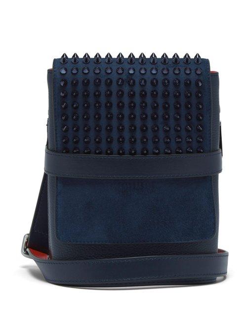 Matchesfashion.com Christian Louboutin - Benech Reporter Spike Embellished Leather Bag - Mens - Blue